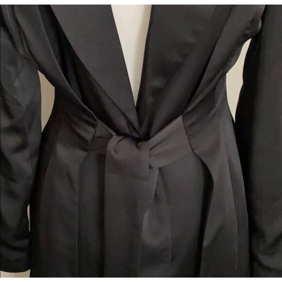 Lavish Alice Tie Front Notch Collar Duster Satin Trench Coat Jacket Size US 6 - Picture 9 of 10